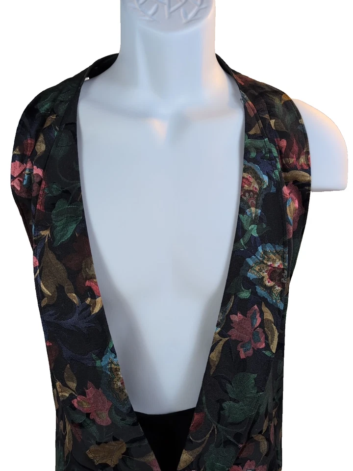 Brandon Michael Vest XL Adjustable Straps Floral Blue Boho Retro - Image 2 of 4