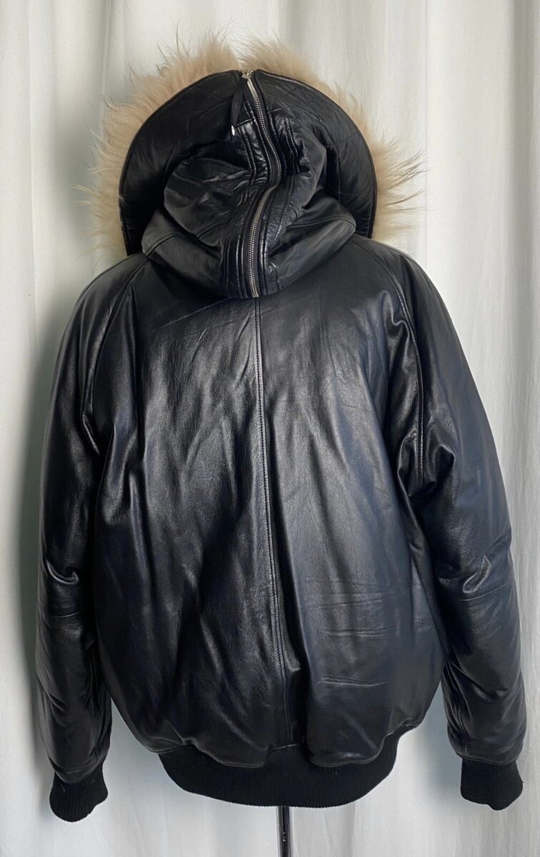 A Bathing Ape Bape Black Leather Sheepskin Puff Jacket A Bathing Ape Bape Black Leather Sheepskin Puff Jacket