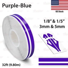 1/8" & 1/5" PIN STRIPE Car Model Truck Twin Line TAPE Vinyl Sticker PURPLE-BLUE