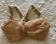Vintage Jeunique 36B Beige Lace Soft Cup Wireless Bra Style J31 New