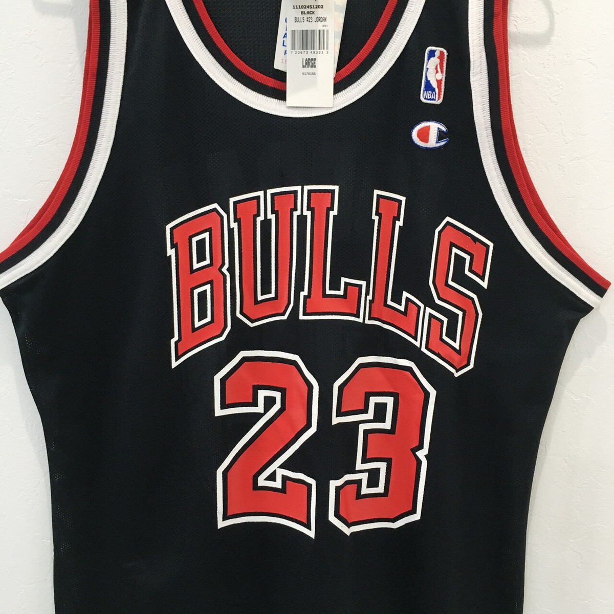 VINTAGE DEADSTOCK CHAMPION Nba Chicago Bulls JORDAN JERSEY BLACK