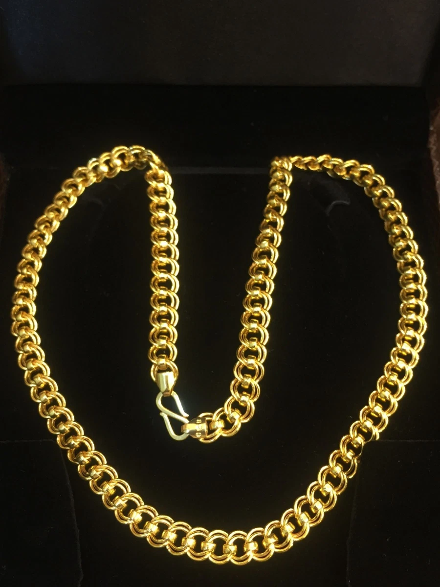 Classy Handmade Heavy 9 MM Dubai Unisex Chain Necklace In Fine Hallmark 22K Gold