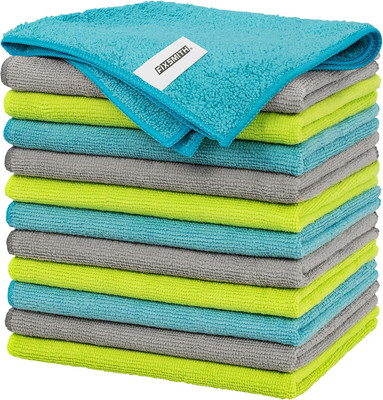 FIXSMITH Microfiber Cleaning Cloth - Pack of 12, 3 Colors Assorted 