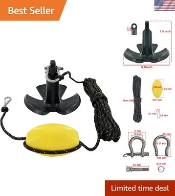 12 lb Marine River Anchor Kit with 50 ft Rope for Kayaks & Boats