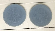 Fenton Bicentennial Commemorative Plates Set of 2 Vintage Powder Blue Glass