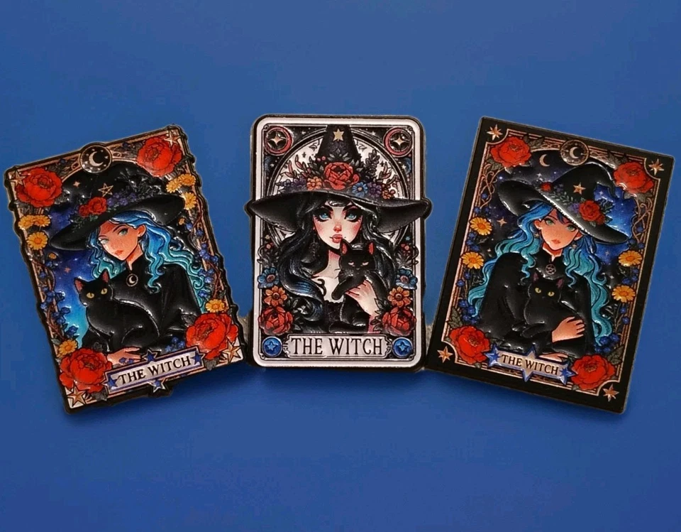 Lindo Anime Waifu Diosa Bruja y Rosas Tarot Esmalte Gótico Solapa Prendedor Conjunto De 3 Foto 2 de 4