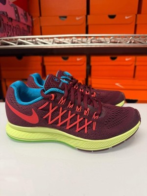 Nike Women's Air Zoom Pegasus 32 N7 Shoes Red Lime Maroon 811339-663