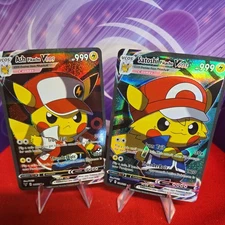 Pikachu Ash + Satoshi Cute Pokemon Trainer Cosplay Doujin ACG HOLO Card NM