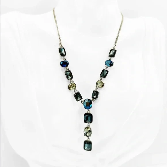Givenchy Elegant Emerald Shape Multi Stone Y Necklace. Retail $78 - Image 2 of 4
