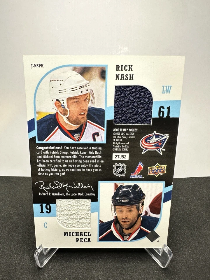 2009-10 MVP Two on Quad Memorabilia Rick Nash Patrick Sharp Kane Michael Peca - Image 2 of 2