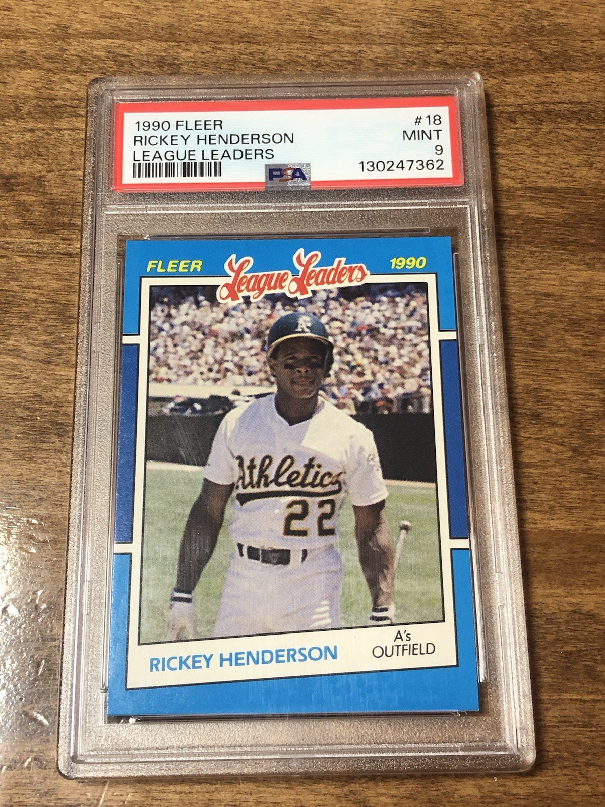 1990 Fleer Baseball's League Leaders Box Set Rickey Henderson #18 HOF PSA 9