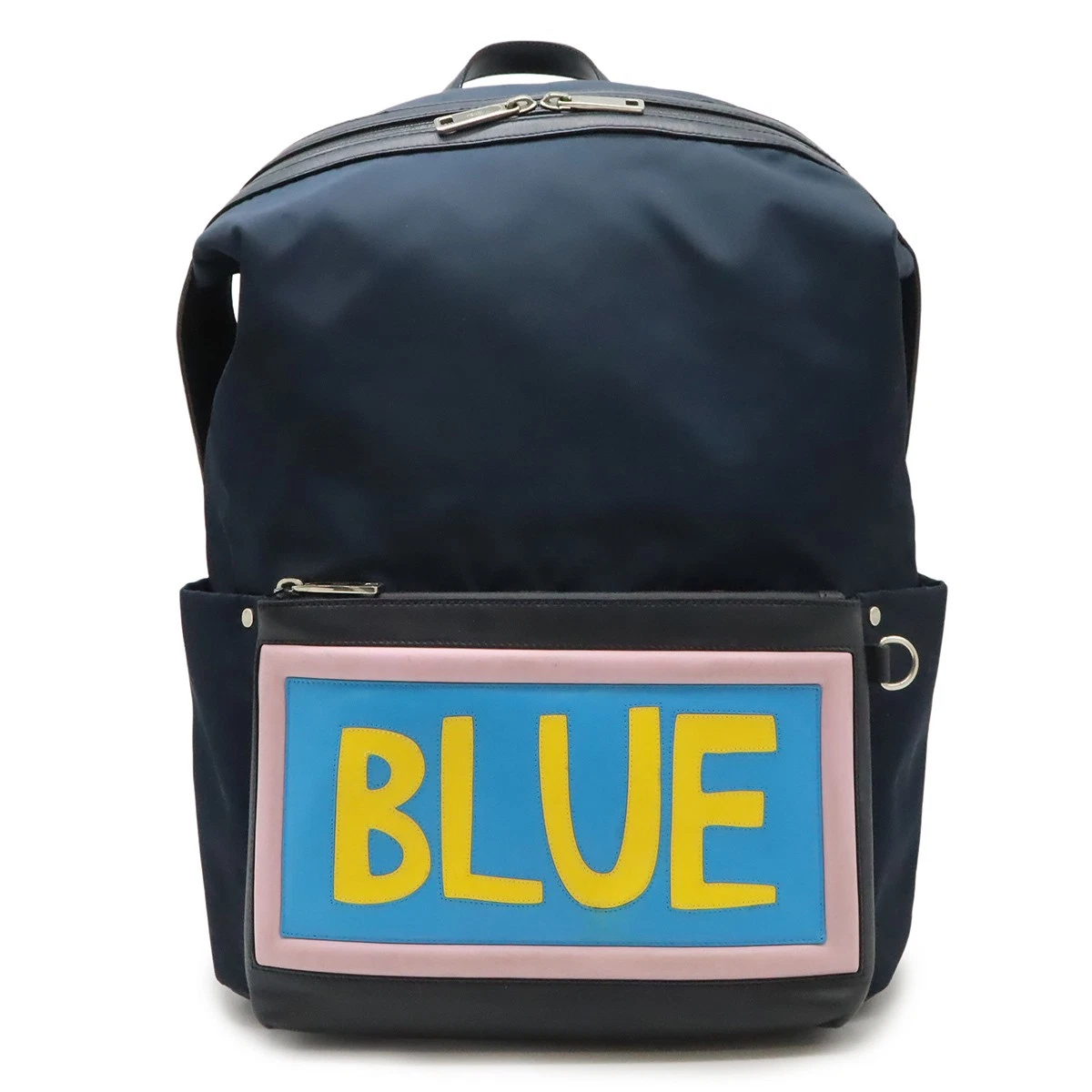 FENDI 8BZ045 Zucca logo knapsack backpack Backpack Nylon Navy/SilverHardware FENDI Bugs Monster Backpack, Rucksack, Daypack, Nylon and  main image 3
