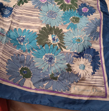 Vintage Floral Scarf 30x30 Hand Rolled Hems