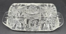 Butter Dish Keeper with Lid Rectangular Covered Clear Glass Counter Top GUC