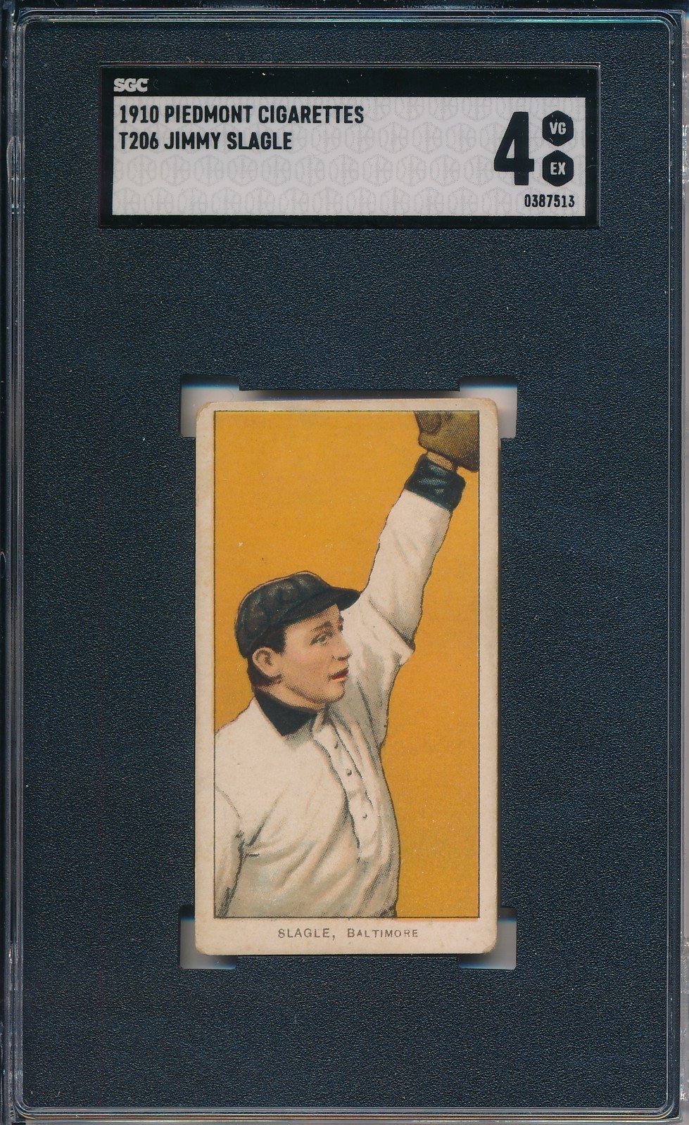 1910 T206 PIEDMONT - JIMMY SLAGLE - SGC 4 VG-EX (SVSC)