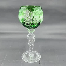 Ajka Nachtmann Bohemian Crystal Green Emerald Cordial Liqueur Glass 5 1/2"