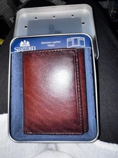 Stafford Men's Genuine Leather Tri-Fold Wallet Brown NIB