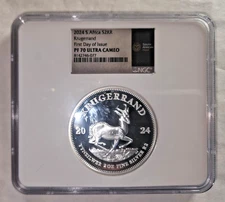 2024 Krugerrand 2 oz Silver NGC PF70 FDOI South Africa Special Label Large Slab