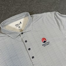 Johnnie-O Polo Shirt Mens XL White Floral Wailea Blue Maui Performance Golf