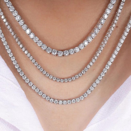 3/4/5mm Moissanite Tennis Necklace Bracelet 925 Silver Sparkling Hiphop Necklace - Bild 8 von 23