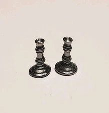 HALF SCALE 1/24 Dollhouse Miniature Silver Vintage Candlesticks (2)