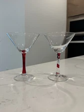 Beefeater London Dry Gin Martini Glass Set Of 2 Red Stem Chipping