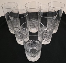 Set of 6 Vintage Mid Century Modern Crystal Highball Water Glasses