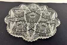 American Brilliant Cut Glass 10.5" Round Tray Multi-Cut Patterns c. 1880-90?