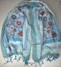 Embroidered Woven Lightweight Pashmina Wool Shawl Wrap Soft Boho Chic Colorful