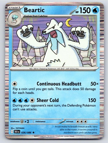 2025 POKEMON BEARTIC BLACK BOLT 026/086 HOLO RARE NM A43315 FREE S&H