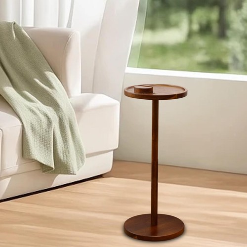 Wood Side Table Couch Table Round Stable Modern with Phone Stand for recliner - Picture 1 of 5