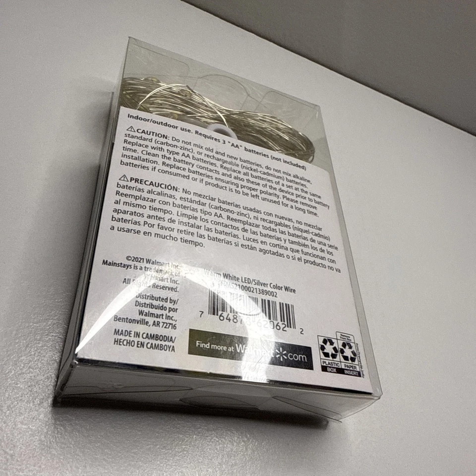 Mainstays Battery-Operated Indoor 50-Count LED Warm White Wire Lights, - Image 4 of 4