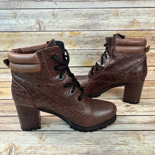 Botas al tobillo Kelsi Dagger para mujer marrón reptil tacón bloque con cordones 8,5 - Imagen 6 de 11