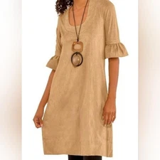 Gretchen Scott Designs NWT Beige Suede Dress Size Small