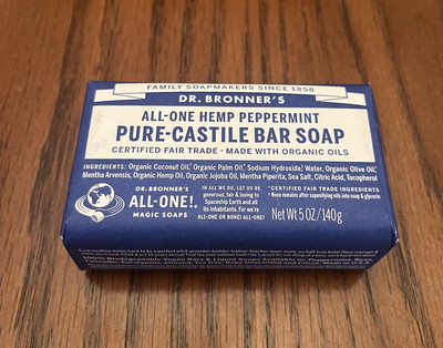 Dr. Bronners Pure-Castile Bar Soap Peppermint Hemp 5 oz Fair-Trade