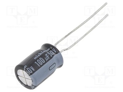 low ESR THT 100uF Kondensator: elektrolytisch Ø8x11,5mm 50VDC