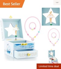 Kids Musical Jewelry Box with Drawer and Pretty Jewelry Set with Elegant Ball...