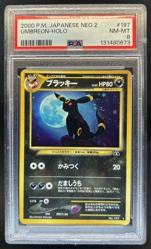 2000 Pokemon Japanese Neo 2 Umbreon Holo #197 PSA 8 NM-MT