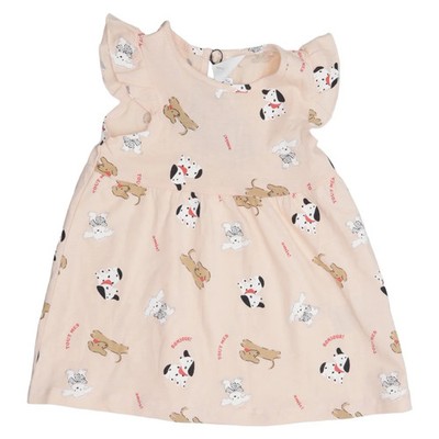 H&M, Kleid, Größe: 68, Beige/Mehrfarbig, Baumwolle, Sonstiges, Mädchen #Kn2