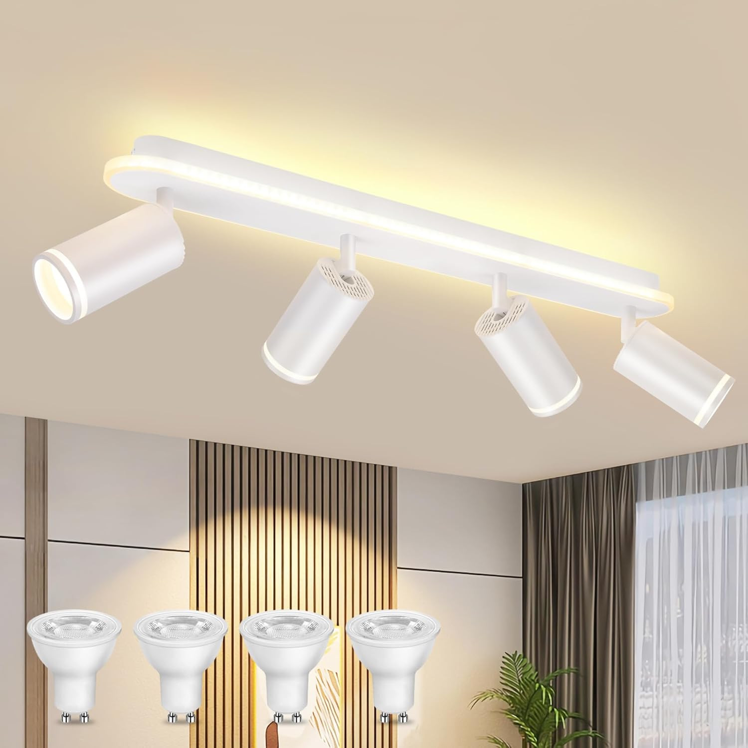 Plafoniera 4 Luci Orientabili | Faretto da Parete Design Moderno LED