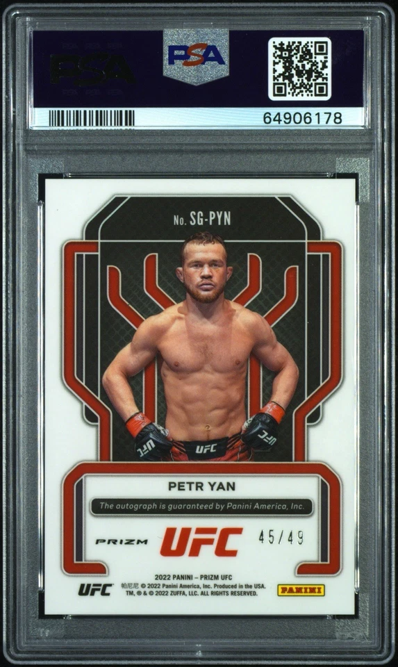 2022 Panini Prizm UFC Petr Yan #SG-PYN Signatures Blue Auto /49 PSA 10 SP Pop 2 - Image 2 of 3