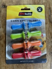 BBQ Buddy Corn Cob Holders Set of 4 | Colourful Grip Handles | BBQ Tools UK