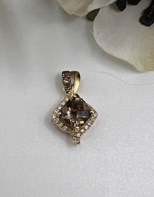 LeVian 14kt Rauchquarz & Schokolade Vanille Diamant Anhänger