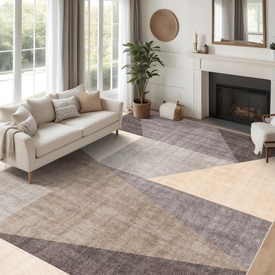 Washable Modern Area Rug: 9x12 Geometric Large Area Rugs for Living Room & Be...