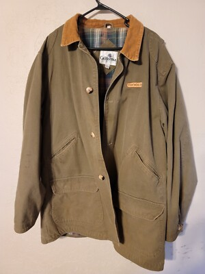 #ad Conoco Oil barn chore coat heavy canvas w corduroy collar blanket lined VINTAGE $149.98