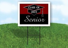 2023 SENIOR MAROON BLACK 18inx24in Yard Road Sign w/ Stand