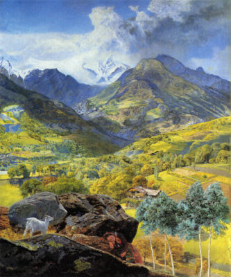VAL D'AOSTA 1858 MOUNTAINS ITALY ITALIAN LANDSCAPE PAINTING BY JOHN BRETT REPRO