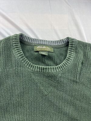 Eddie Bauer Ribbed Knit Sweater Men's L Green 100% Cotton Eddie Bauer Ribbed Knit Sweater Men's L Green 100% Cotton
