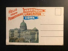 Old Vintage" PENNSYLVANIA-HARRISBURG,LANCASTER,YORK" Fold Out Views Made in USA