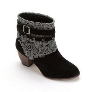 Zapatos de mujer cintas y encaje botín por Midnight Velvet Negro W Gris  Encaje 6.5W | eBay